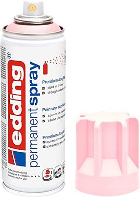 edding 5200 spray permanent - rose pastel mat - 200 ml - peinture acrylique pour peindre ou décorer verre, métal, bois, céramique, plastique, toile - peinture acrylique en aérosol