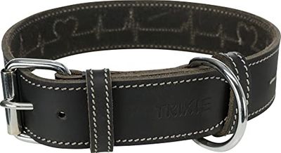 Collare in pelle sintetica rustica con battito cardiaco, L – XL: 55 cm – 65 cm, 40 mm, nero