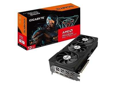 Gigabyte Radeon RX 7700 XT Gaming OC 12G grafische kaart, 3x WINDFORCE ventilatoren 12 GB 192-bit GDDR6, GV-R77XTGAMING OC-12GD videokaart