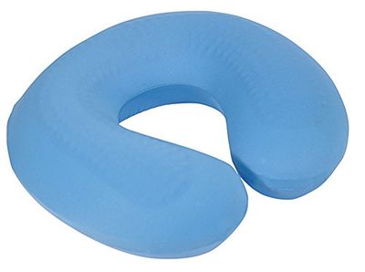 Memory Foam and Cooling Gel Moulded Pressure Relief Neck Cushion Comfort and Posture, Ideal for Travel Supports the Head, Neck and Chin when Sleeping Use on Planes, Trains or in Cars In Blue
