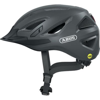 ABUS Urban-I 3.0 MIPS city helmet - casco da bici con luce posteriore, visiera e chiusura magnetica per il traffico cittadino uomo donna grigio opaco, L, L (56-61 cm)