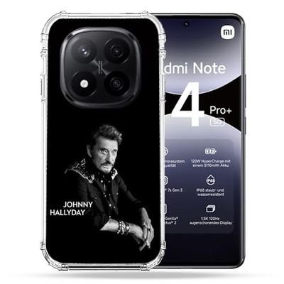 Cokitec Custodia rinforzata per Xiaomi Redmi Note 14 Pro Plus 5G Musica Johnny Hallyday Nero