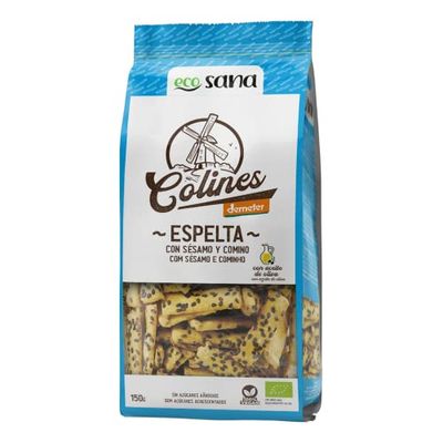ECOSANA COLINES DE ESPELTA Y SÉSAMO CERTIFICADO BIO by DRASANVI - Hechos con aceite de oliva virgen extra - Ingredientes procedentes de agricultura ecológica - VEGANO - 150g