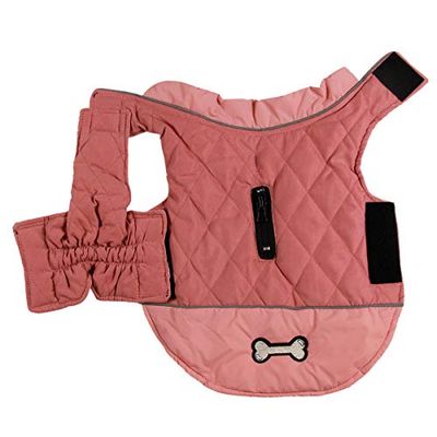 JoyDaog Omkeerbare hondenjas voor middelgrote honden, waterdicht, warm, ideaal voor de winter, roze, M