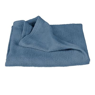 roba Couverture Bébé Seashells Indigo 80 x 80 cm - Couverture Respirante en 100% de Coton Biologique - Certifiée GOTS & Oeko-Tex 100 - Aspect Tricoté - Bleu Foncé