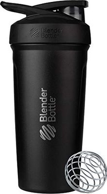 BlenderBottle Strada Shaker Cup Geïsoleerde roestvrij stalen waterfles met draad garde, 24 oz, zwart