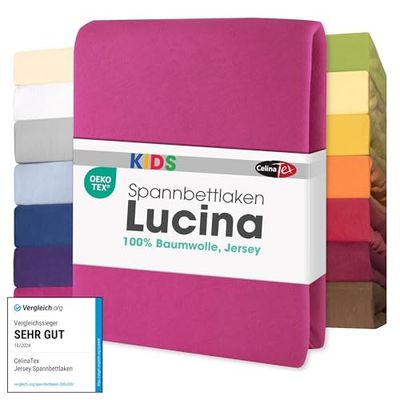 CelinaTex Lucina bebés niños sábanas Ajustables Camas para bebé Camas para niños algodón 2er-Set 60x120-70x140 cm Rosa