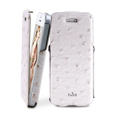 Puro wit Flap Case Ostrich, voor Apple iPhone 5 wit