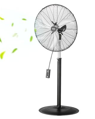 VEVOR Industriële staande ventilator, 670 mm, 85 graden oscillatieventilator, in hoogte verstelbare ventilator met 3 instelbare snelheden, windmachine voor woonkamer, thuis, kantoor, zwart