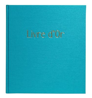 Exacompta - Réf. 47788E - 1 Livre d'or POP'N CO - Format compact 21 x 19 cm - Tranche et marquage or avec inscription LIVRE D'OR - 140 pages blanches unies - Couleur Cyan