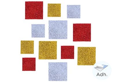 INNSPIRO Quadrati pretagliati in gomma EVA adesiva con glitter 42 x 42 mm e 32 x 32 mm. 30 u.