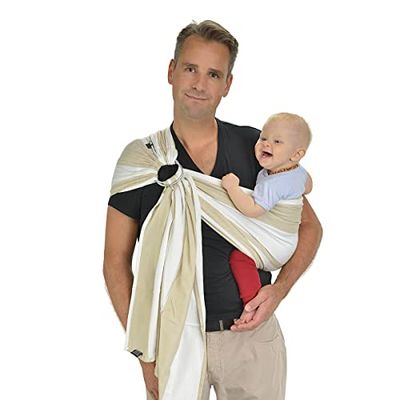 Hoppediz Ring-Sling, Porte-bébé pour les Nouveau-nés et Bébés, Écharpe de portage avec deux anneaux en aluminium, 0-36 mois, 3-20 kg, Kairo