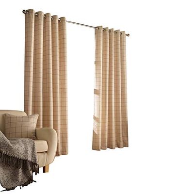 Furn Ellis Ringtop Eyelet Curtains (Pair), 117cm x 137cm, Natural