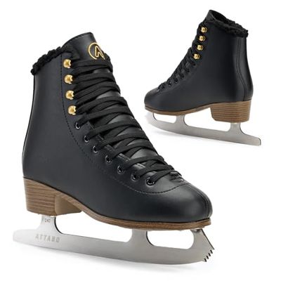 ATTABO Patins Artistiques ISLA pour Enfants Couleur Noir Taille 31 UE Lame en Acier Inoxydable Parfaits pour Niveau Débutant ou Intermédiaire Tige en PVCSoutien Ferme de la Cheville