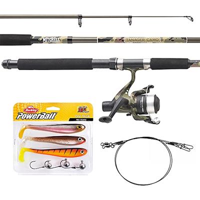 Mitchell Tanager Camouflage kit Complet Canne et Moulinet avec Fil et leurres prêt à pêcher Le Sandre, Le brochet et la Perche, la pêche au prédateur. Disponible en kit de Voyage télescopique. 2.7m