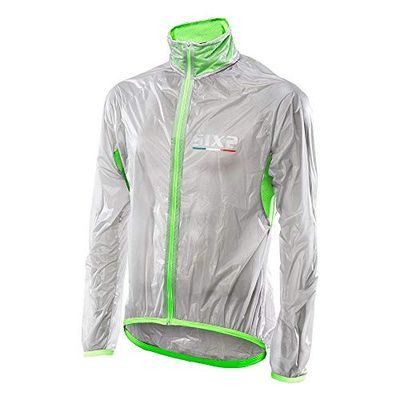 SIX2 Green Fluo regenjas, waterdicht, transparant, XL, unisex volwassenen