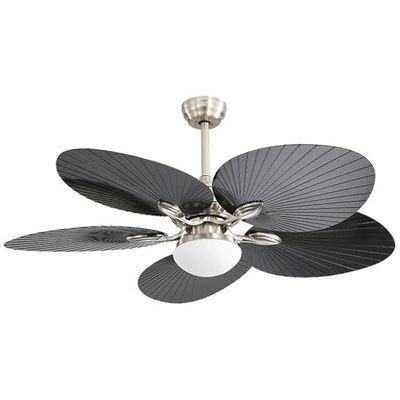 Eden pulse Ventilator nikkel en zwart, 24 W, 2950 lm, 5 vleugels, 6 snelheden, bediening, geheugen, 36/48,5 x 132 x 132 cm