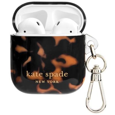 kate spade new york Coque de Protection pour AirPods avec Anneau Porte-clés - Écaille de Tortue - Compatible avec AirPods 2e/1ère génération