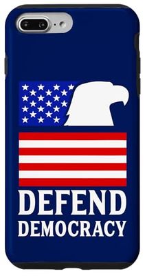 Defender la democracia águila calva y bandera estadounidense Carcasa para iPhone 7 Plus/8 Plus
