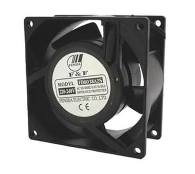 Ventilator 80 x 80 mm, 220 VAC, met wrijvingslagers, ideaal voor koeling in elektronische apparaten en ventilatieverbeteringen.