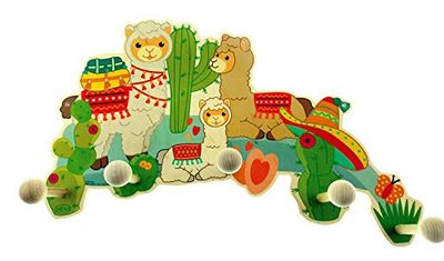 Hess Holzspielzeug 30348 Lama Porte-manteau en bois avec 5 crochets pour enfant Fait main 35 x 21 x 6,5 cm