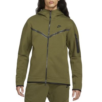 Nike Heren Hooded Full Zip Ls Top Sportswear Tech Fleece, Rough Green/Black, CU4489-326, 2XL