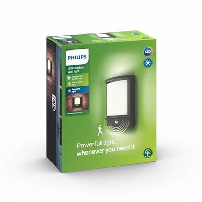 Philips myGarden Samondra - Lampada da parete a LED per esterni, con sensore di movimento, colore: antracite, 2700 K