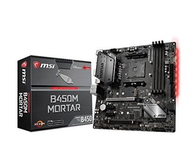 MSI B450M MORTAR Motherboard mATX, AM4, DDR4, LAN, USB 3.1 Gen2, TYPE-C, M.2, Mystic Light Sync, HDMI, Display Port, AMD RYZEN 1st, 2nd and 3rd Gen
