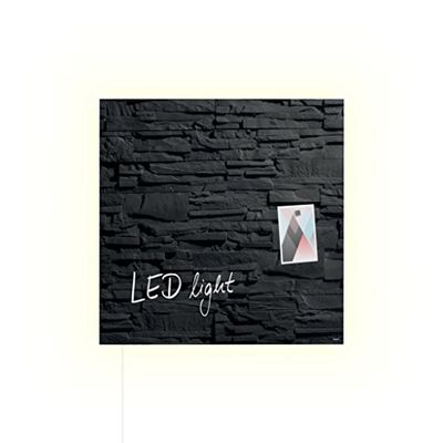 SIGEL GL404 Lavagna magnetica in vetro premium, superficie lucida, 48 x 48 cm, con LED, montaggio facile, nero, Artverum