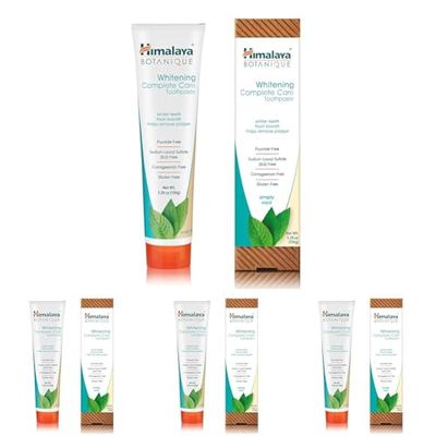 Himalaya Botanique Whitening simply Mint |Prevents germs and improves Oral & Dental health |Strenghtens teeth| All Natural, Fluoride & SLS free | 100% Vegetarian- 150g (Confezione da 4)