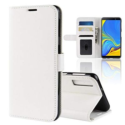 Carcasa de telefono Funda de Cuero con Solapa Horizontal R64 Texture Single Fold for Galaxy A7 (2018), con Soporte y Ranuras for Tarjetas y Billetera (Negro) (Color : Blanco)