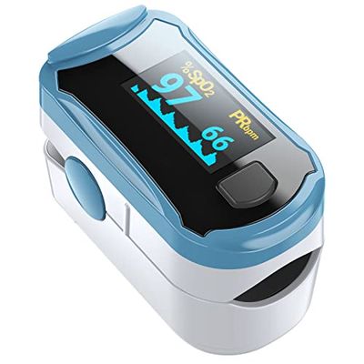 Finger Pulse Oximeter, Pulse Oximeter with Blood Oxygen Saturation Monitor with Carry Bag, Batteries and Lanyard