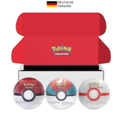 Pokémon - Juego de Cartas coleccionables: Paquete de Caja de hojalata Poké Ball – Poké Ball & Premierball (9 Paquetes de Refuerzo del Juego de Cartas coleccionables Pokémon, 7 Hojas de Pegatinas)