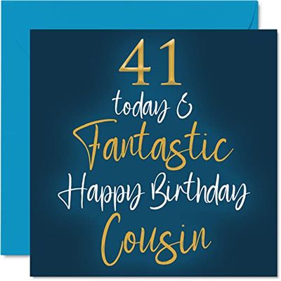 Fantastic 41st Birthday Cards for Cousin - 41 Today & Fantastic - Happy Birthday Card for Cousin from Relative, 145mm Greeting Cards Gift