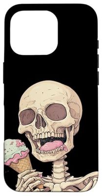Funny Summer Skeleton with Ice Cream in Hand Costume Case for iPhone 16 Pro