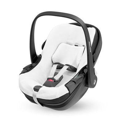 Maxi-Cosi Zomer Autostoelhoes voor Pebble 360 van Biologisch Katoen, Babyautostoelhoes, Ademend en Vochtabsorberend Materiaal, Machinewasbaar, Duurzaam Katoen, Natural White
