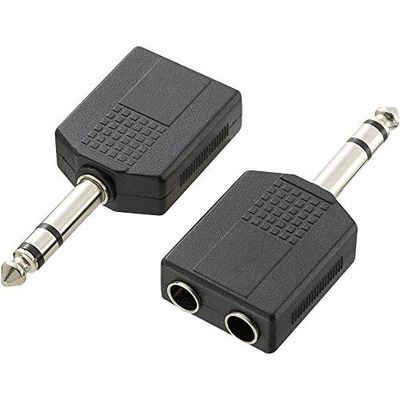 Speaka Professional SP-7870192 - Adattatore audio a Y con jack da 6,35 mm, 2 prese jack da 6,35 mm, colore: Nero
