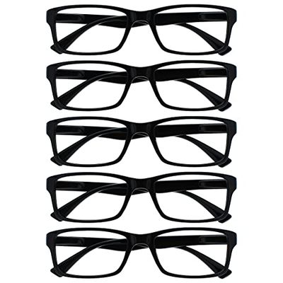 OPULIZE PEP Black Reading Glasses Value 5 Pack Mens Womens Designer Style RRRRR92-1 +2.50