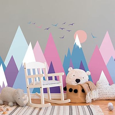 Pegatinas de pared para niños, decoración de habitación infantil, pegatinas de pared para niños, pegatinas de pared escandinavas, gigantes de montaña escandinava, 60 x 90 cm