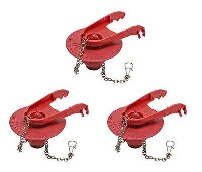 Fluidmaster 502CN3 PerforMAX - Flapper WC universale a risparmio idrico a lunga durata per valvole di scarico da 5 cm, design solido regolabile, facile da installare, confezione da 3, rosso,