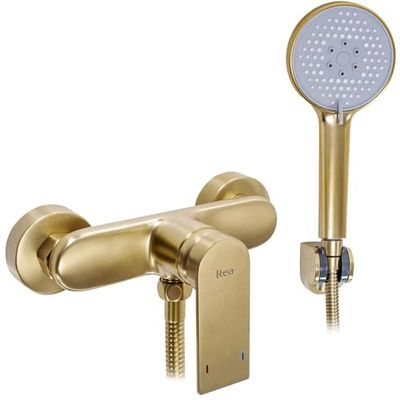 Rea VERSO GOLD RUBINETTO DOCCIA Miscelatore bagno in ottone monocomando caldo e freddo regolabile (oro)