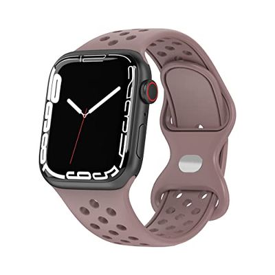 Compatibel met Apple Watch armband, 42 mm, 44 mm, 45 mm, siliconen, reservebandjes voor iWatch SE Series 8 7 6 5 4 3 2 1, lichtpaars, Licht Paars, 42mm/44mm/45mm