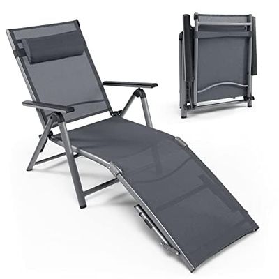 Generisk 10399NP-solstol, tyg, aluminium, silver, 180 x 67 x 69,5 cm (L x B x H)