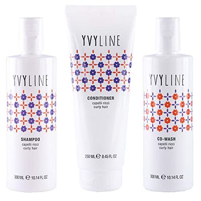 KIT Capelli Ricci YVYLINE | Shampoo Capelli Ricci Curly Girl Method + Co-wash capelli ricci + Conditioner balsamo | Per capelli morbidi, idratati, leggeri, lucenti e facili da pettinare | Set 3 pezzi