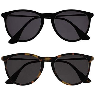 OPULIZE Jet Grande Frontale Gommato Nero Marrone Tartaruga Uomo Donna Lettori Sole Occhiali Da Lettura UV400 SS96-12 +3,00