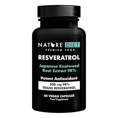 Nature Diet Resveratrol - 500mg Trans-Resveratrol (98%) - Japanese Knotweed Extract - 60 Vegan Capsules - Antioxidant Support - Supports Healthy Aging & Cellular Well-Being