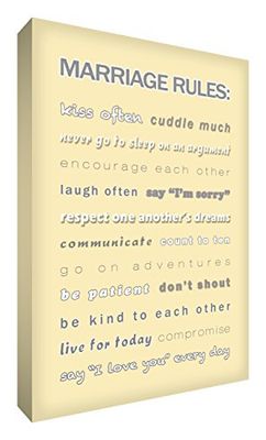 Feel Good Art 24 x 16 Matrimonio Reglas A2 diseño con Texto Impreso motivador en inglés, Color Crema