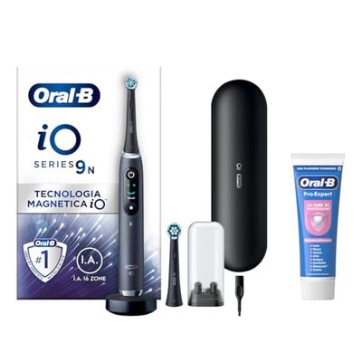 Oral-B Spazzolino Elettrico Ricaricabile iO 9N Bianco, 1 Spazzolino Elettrico, 2 Testine Di Ricambio, Custodia Da Viaggio con caricatore + Dentifricio Oral-B Pro-Expert, Pulizia Denti Efficace