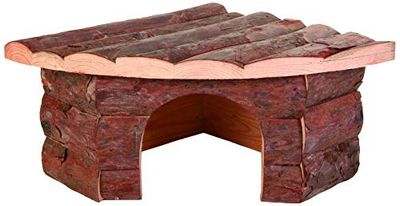 TRIXIE Maison d'angle Jesper pour grands hamsters et degus, 32 × 13 × 21/21 cm, 62042, bois d'écorce