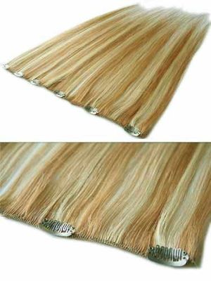 I&K Clip In Human Hair Extensions - Quick Length Piece 27/613-Strawberry Blonde with Lightest Blonde Mix 18 inch